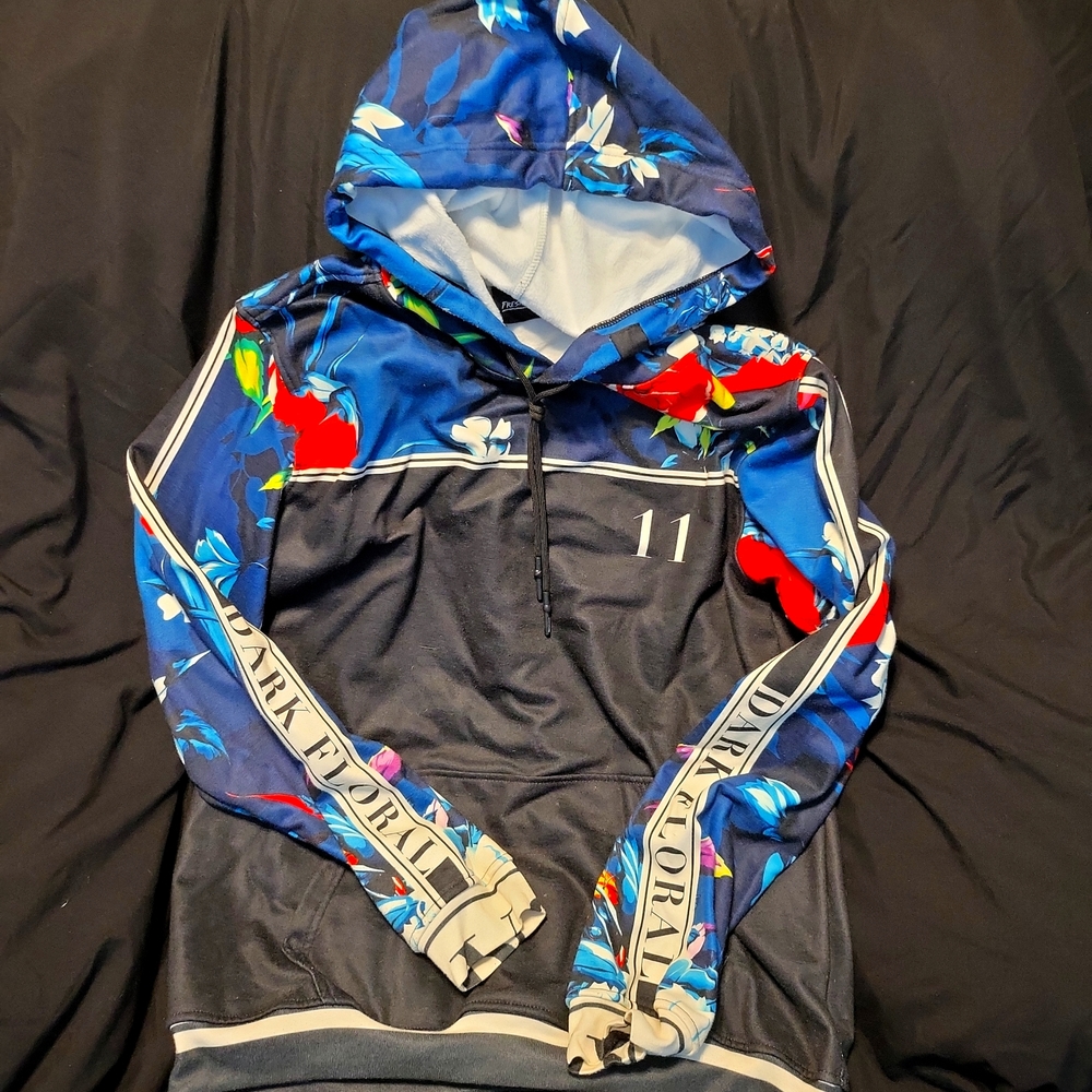 Fresh hoods, large, men's, dark floral, black and blue